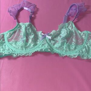 Lace Underwire Bra in Mint and Lavender